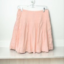 Loft All Linen Pleated Lined Skirt Size 2 Peach Skater Full NEW  - £13.34 GBP