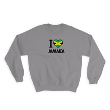 I Love Jamaica : Gift Sweatshirt Flag Heart Country Crest Jamaican Expat - £22.78 GBP