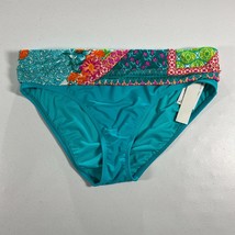 Bikini Bottom Womens 14 Into The Bleu Blue Swim Bathing Suit Stretch New - $22.75