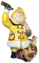 Ceramic nautical Santa figure yellow raincoat 10” Hand Painted Christmas Décor - £55.35 GBP