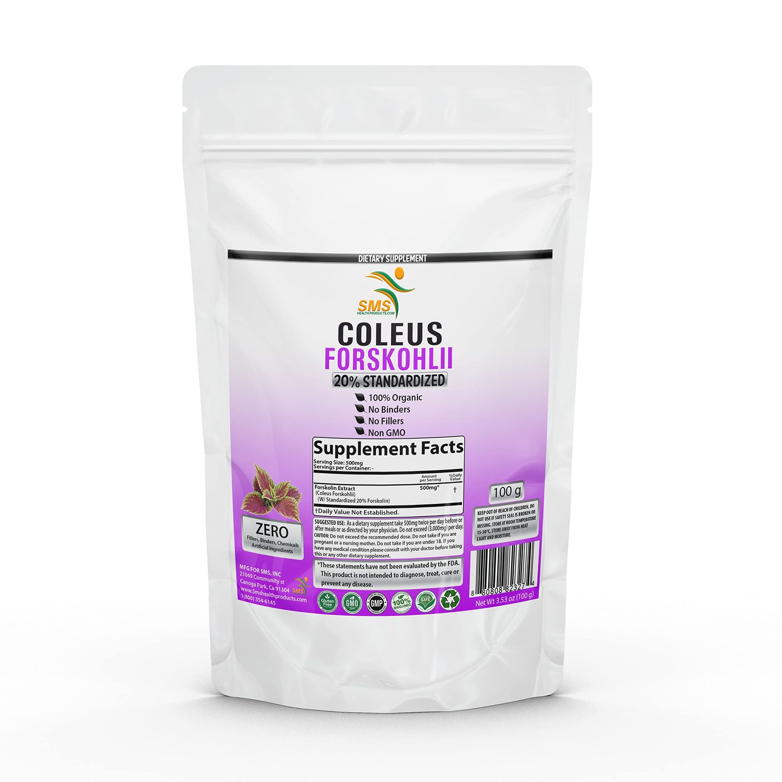 SMSHEALTHPRODUCTS.com Forskolin 20% Standardized Extract Supplement Powd... - $15.99