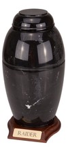 Small/Keepsake 68 Cubic Ins Black Marble Vase Urn for Ashes w/Engravable Base - £151.32 GBP