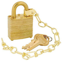 Box of 20 Master Lock 5340-00-291-4211 Brass Padlock Set Gold w/ Chain - 2 Keys - £314.31 GBP
