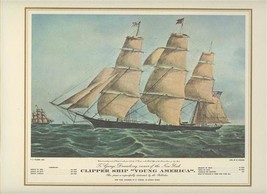 Pan American Menu Cover Clipper Ship Young America 1970 Currier &amp; Ives - $15.84