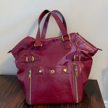 Pre-owned Yves Saint Laurent Large Downtown Plum Textured Patent Leather... - $643.50