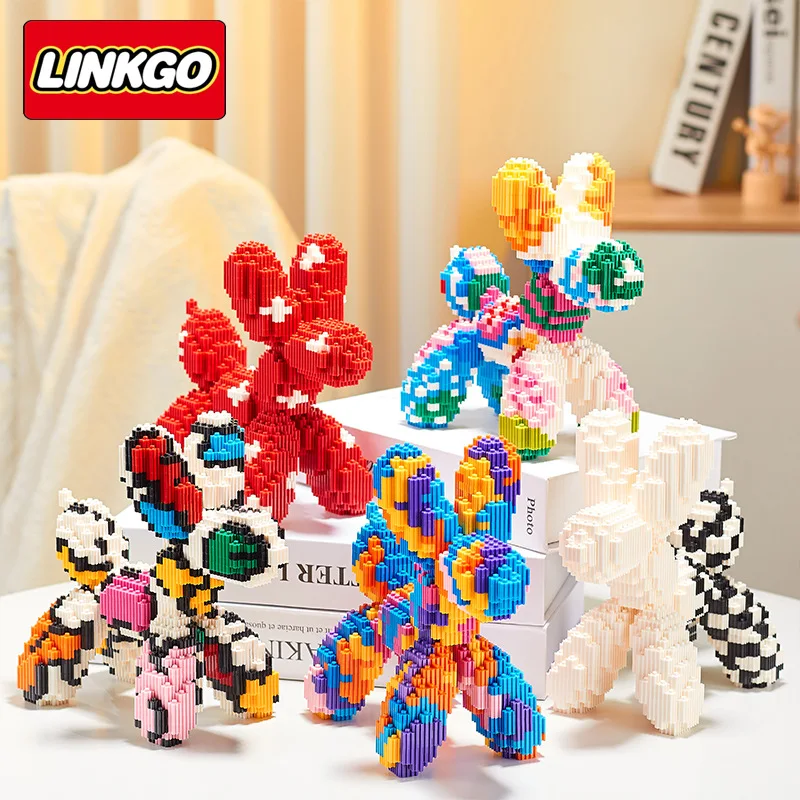 Linkgo Balloon Dog Micro Building Blocks DIY Assembled Colorful Dog Connection - £17.43 GBP+