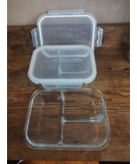 2 Compartment Glass Containers With Lid Lunch Box - $20.37 CAD