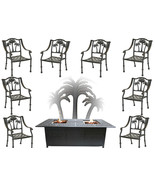Propane Fire Pit Table Set Patio Furniture 8 Palm Tree Dining Chairs Sun... - $4,995.00