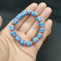 Vintage blue chevron African Glass beads Bracelet - £22.83 GBP