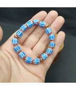 Vintage blue chevron African Glass beads Bracelet - £22.88 GBP