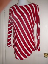 Woman&#39;s Sweater INC Rayon Spandex Red Stripe Long Sleeve Size M - £11.27 GBP
