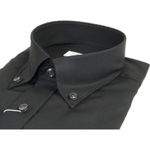 Mens 100% Italian Cotton Shirt Non Iron SORRENTO Button Down Oxford 4531 Black image 2