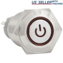 16Mm 12V Momentary Push Button Power Switch Stainless Steel Red Led Waterproof - £11.84 GBP