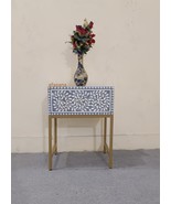 handmade bone inlay side table, bone inlay bed side table, bone inlay furniture, - $650.00