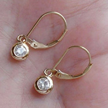 1/3Ct Round Simulated Diamond Dangle Drop Earrings 14K Yellow Gold Plated Silver - £35.93 GBP