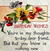 Happy Birthday Wishes Greeting Postcard 1910s Poem Pansies Farmhouse PCBG3D - $19.99