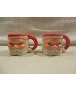 Vintage Japan Ceramic Christmas Mini Santa Face Mugs (2) 1 5/8&quot; - $19.95