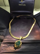 Genuine gold necklace + OOAK gold &amp; emerald pendant in Tiffany storage case 1oz - £1,366.85 GBP