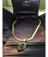 Genuine gold necklace + OOAK gold &amp; emerald pendant in Tiffany storage c... - £1,307.05 GBP