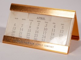 Vintage Midcentury Perpetual Brass Metal Calendar - Easel Stand - Complete - £26.32 GBP