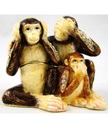Monkey Family H2604 See Hear Say No Evil Mini Earring Jeweled Trinket Bo... - €25,52 EUR