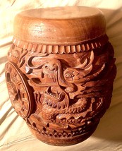 20th Century Chinese Dragon and Phoenix Carved Wood Barrel Stool - £15,662.77 GBP