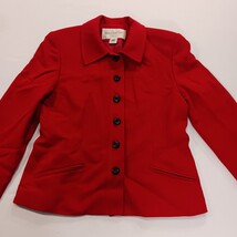 Jones New York Petite Women’s Red Button Up Blazer Jacket Closed Pockets Size 2P image 13