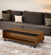 47&quot; Brown and Black Wood Lift Top Coffee Table With Shelf - €379,59 EUR