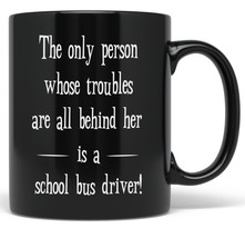 PixiDoodle Funny Female School Bus Driver Coffee Mug for Her (11 oz, Black) - £20.37 GBP+