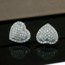 2Ct Round Simulated Diamond Heart Shape Earrings In 14K White Gold Plated - £67.23 GBP