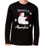 allbrand365 designer Mens Christmas Bearly Awake Printed Top, Large, Black - £24.61 GBP