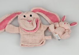 Pottery Barn Kids Pink Bunny Rabbit Terry Washcloth Hand Puppet &amp; Plush ... - £15.56 GBP