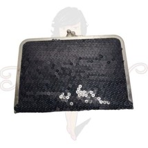 Women&#39;s Black Sequin Embellished Evening Clutch Handbag Snap Night Purse... - £7.98 GBP