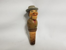 Vintage Wood Carved Mechanical Mouth YAK Bottle Wine Cork Stopper - ANRI Yakker - £36.37 GBP