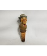 Vintage Wood Carved Mechanical Mouth YAK Bottle Wine Cork Stopper - ANRI... - $45.50