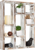 Mygift Rustic Shadow Box, 9-Compartment Vintage Whitewashed, Curio Shelves - £34.26 GBP