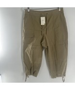 NWT Women&#39;s J. JILL Khaki Beige Drawstring Chino Pants Capri  Size 10 - $18.70