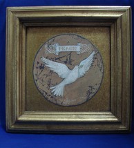 Artist S. Hely Peace Dove Painting on Wood Gold Tone Frame  Picture 13”x13”  - £17.57 GBP