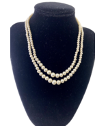 Antique Vintage Marvella Dual Strand Costume Pearl Necklace, Rhinestone ... - £9.71 GBP