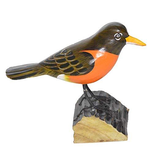 Hand Carved Painted Wood Carving Robin Bird Decoy Vintage Style Wood Replica Lif - £19.48 GBP