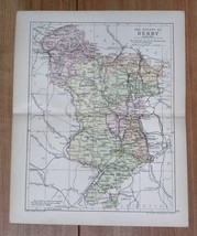 1898 Antique Map Of The County Of Derby Derbyshire Chesterfield / England - £18.57 GBP