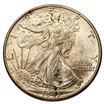 1943 Plateado Walking Liberty Medio Dólar 50C (Brilliant Uncirculated Estado) - $51.91