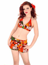 Retro Women S Swimsuit Bathing Suit 70s 2 Piece Bikini Hawaiian Halter Shorts - $88.21