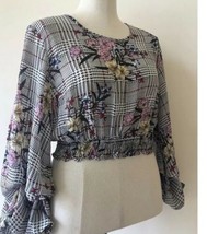 Live 4 Truth Womens Floral Houndstooth Top Cropped Size Large New - £7.05 GBP