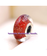 925 Sterling Silver Handmade Glass Red Twinkle Murano Glass Charm Bead - £4.29 GBP