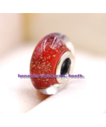 925 Sterling Silver Handmade Glass Red Twinkle Murano Glass Charm Bead - $9.05 CAD