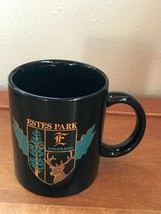 Black w Pine Tree Bull Elk Deer ESTES PARK Travel Souvenir Ceramic Coffee Mug Cu - £10.31 GBP