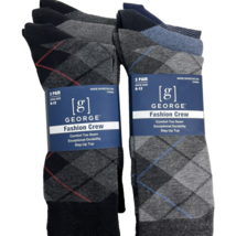 6 Pairs Mens Soft Fashion Crew Socks 6-12 Tartan Plaid Solid Gray Black NEW - £8.33 GBP