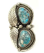 Native American Hand Signed Turquoise &amp; Sterling Silver Ring Size 8.5, 1... - £107.77 GBP