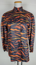 Vtg Daniel Grimm Paris Black Orange Tiger Stripe Print Silk Jacket Cinch Waist - £59.27 GBP